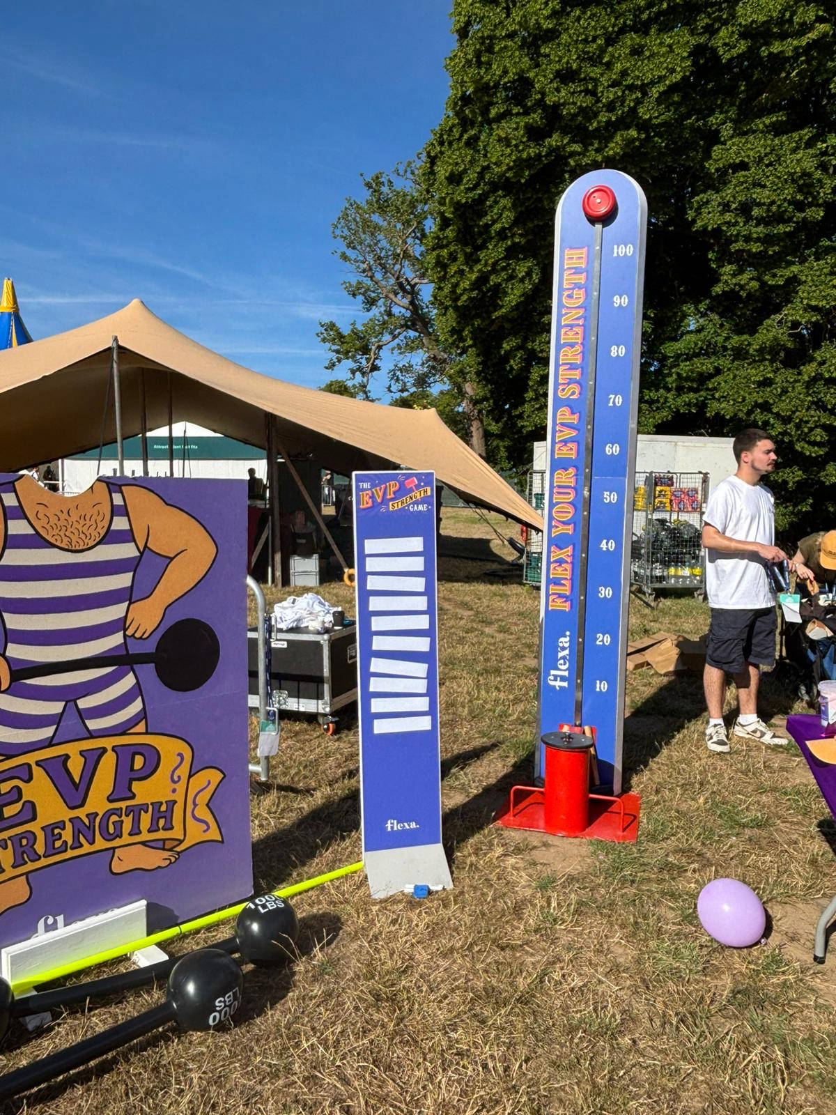 EVP branding on the High Striker with branded leaderboard.