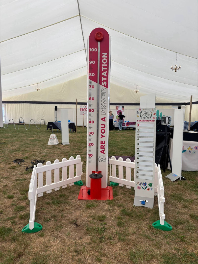 Sizewell branding on the High Striker complete with a branded leaderboard.