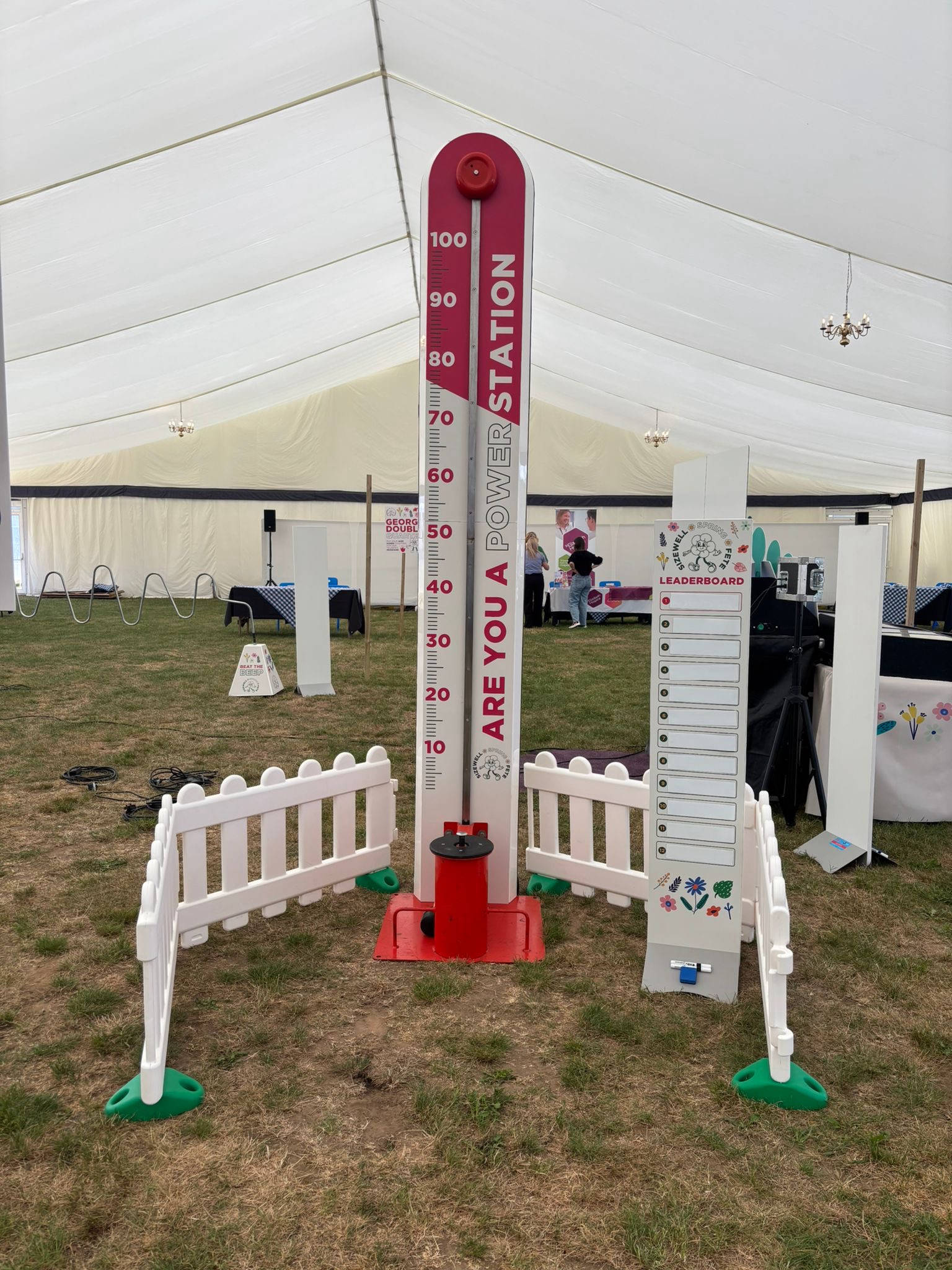 Sizewell branding on the High Striker complete with a branded leaderboard.