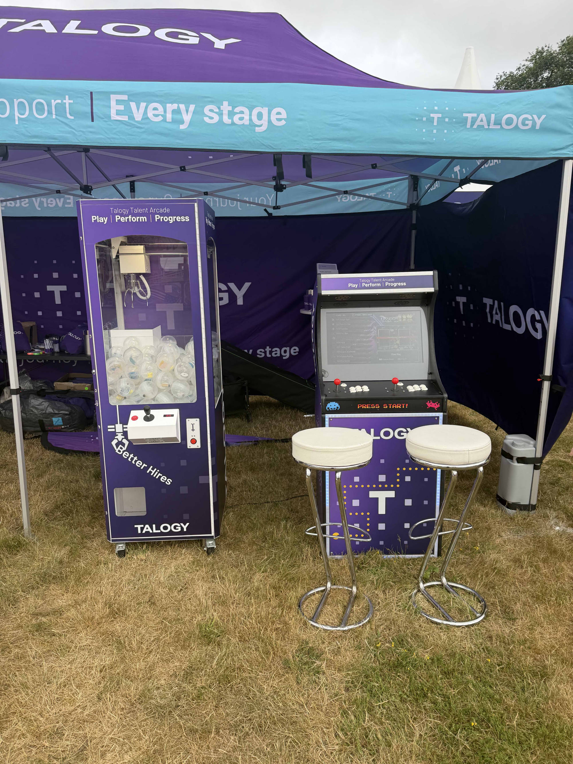 Talogy - Retro Arcade Machine next to the Prize Crane.